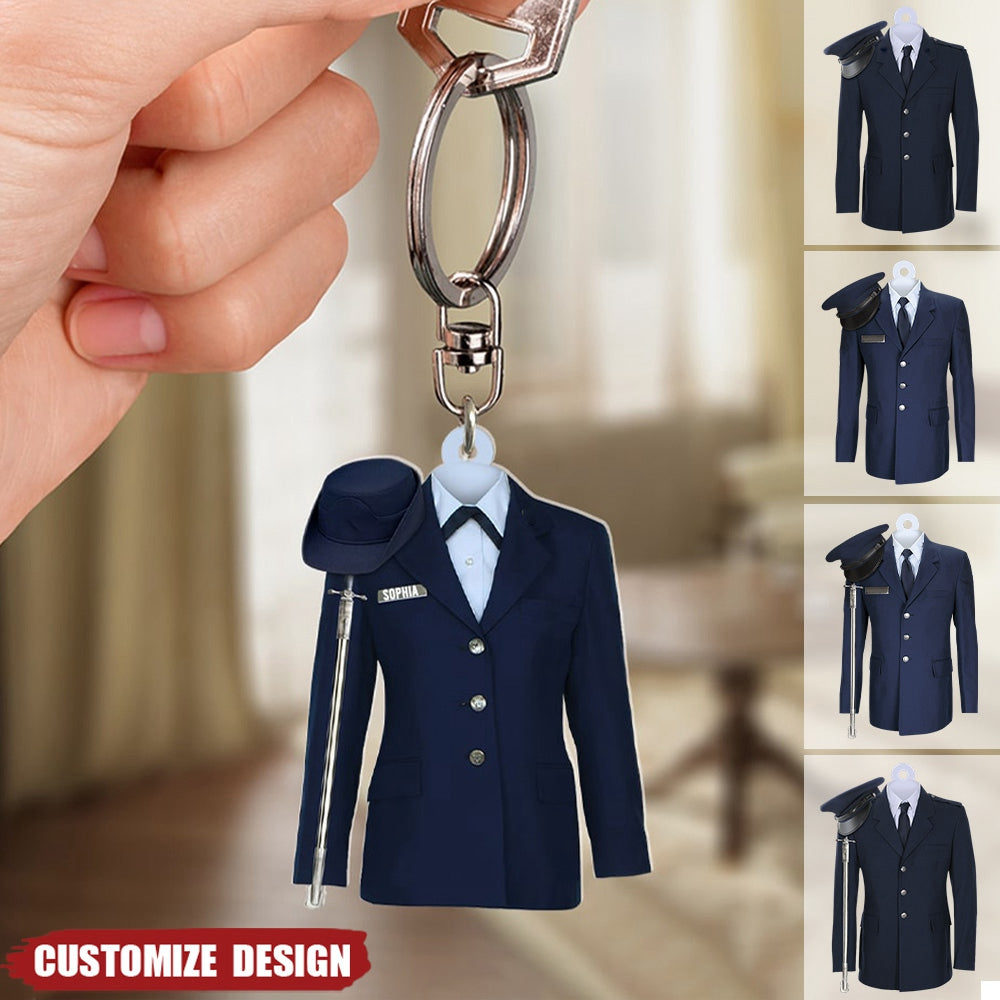 Navy - Air Force - Army - Marine Uniform On A Clothes Hanger- Personalized Keychain