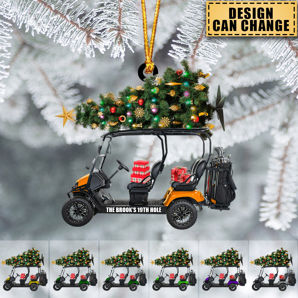 Golf Cart Family, Personalized Acrylic Car / Christmas Ornament