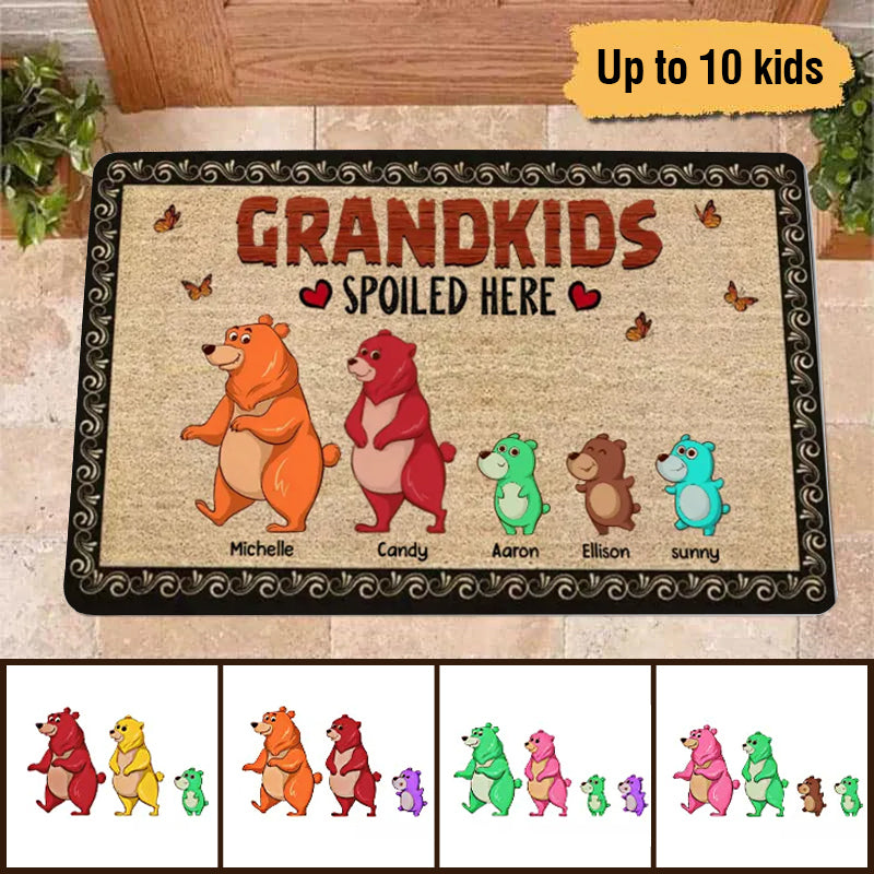 Bear Grandparents Grandkids Spoiled Here Personalized Doormat