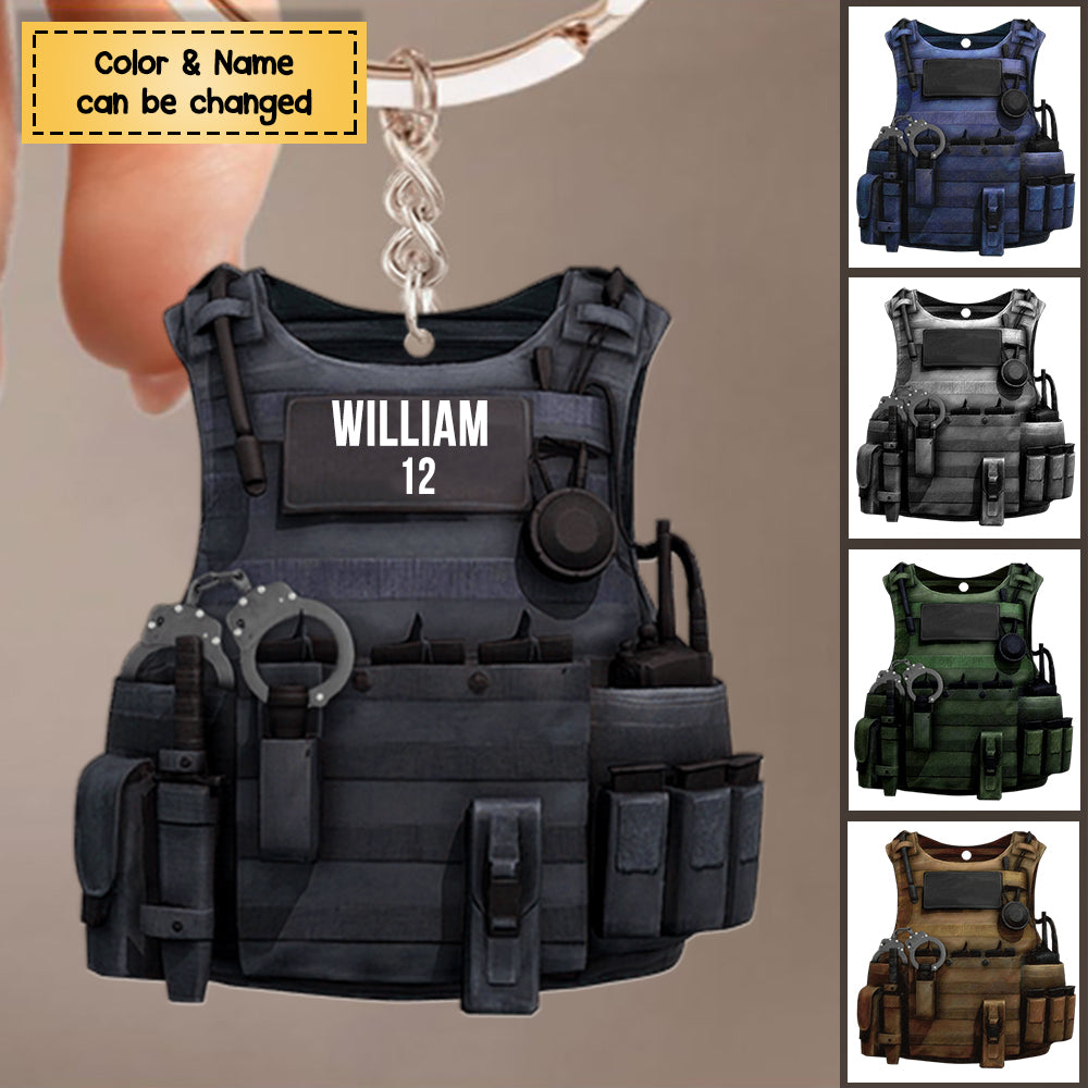 New Release - Police Bulletproof Vest, Personalized Keychain, Gift For Police Officers