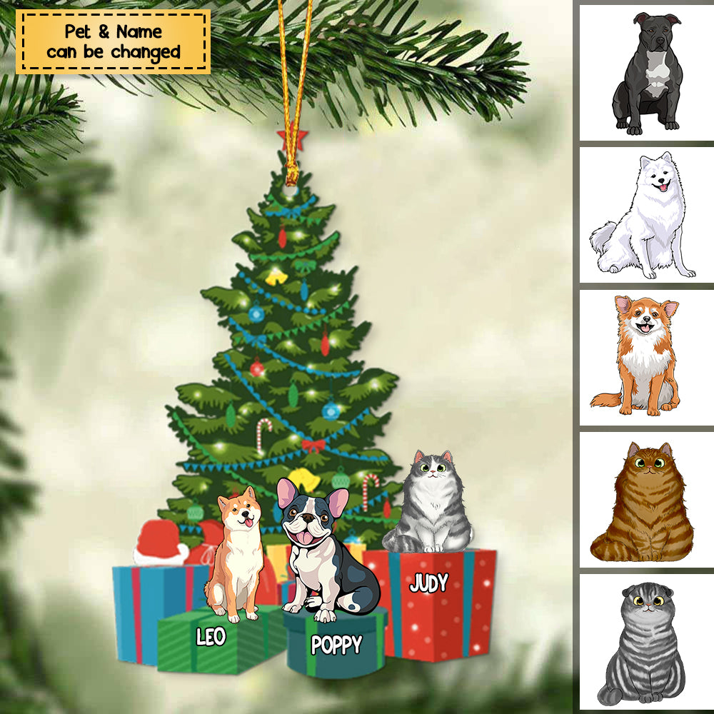 Personalized Christmas Tree With Pets Ornament, Gift For Dog/Cat Lover ...