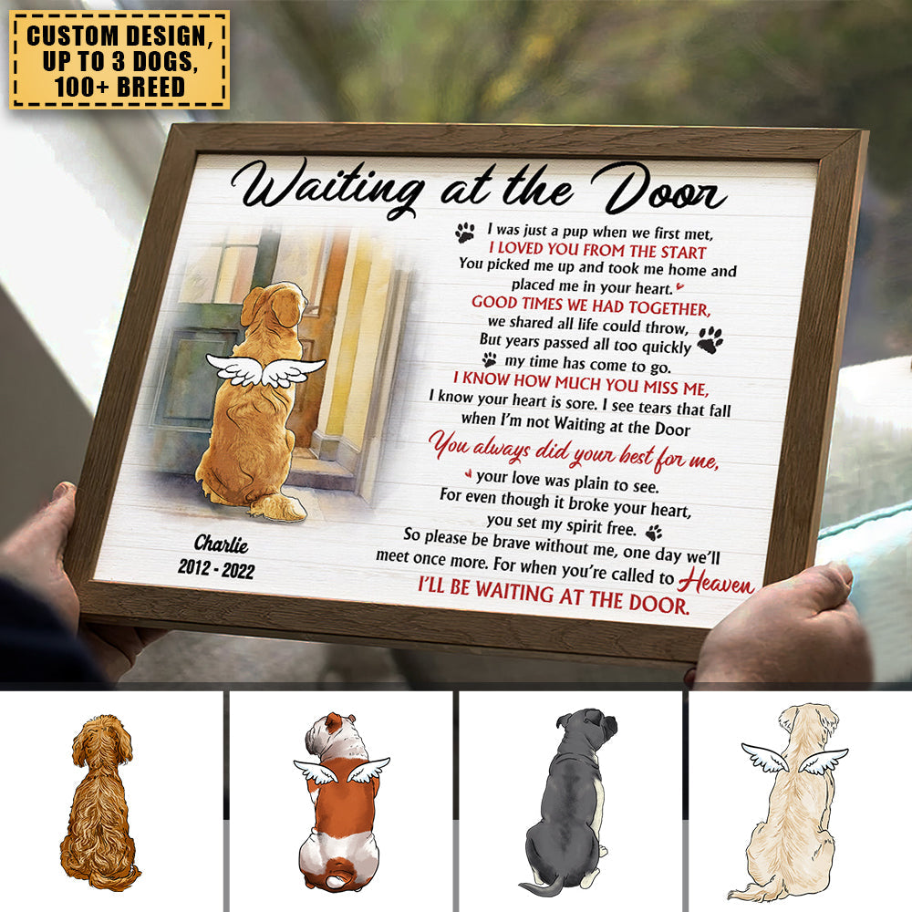 For The Furry Friend In Heaven, Waiting At The Door, Gift For Dog Lover, Personalized Poster, Dog Back View Print