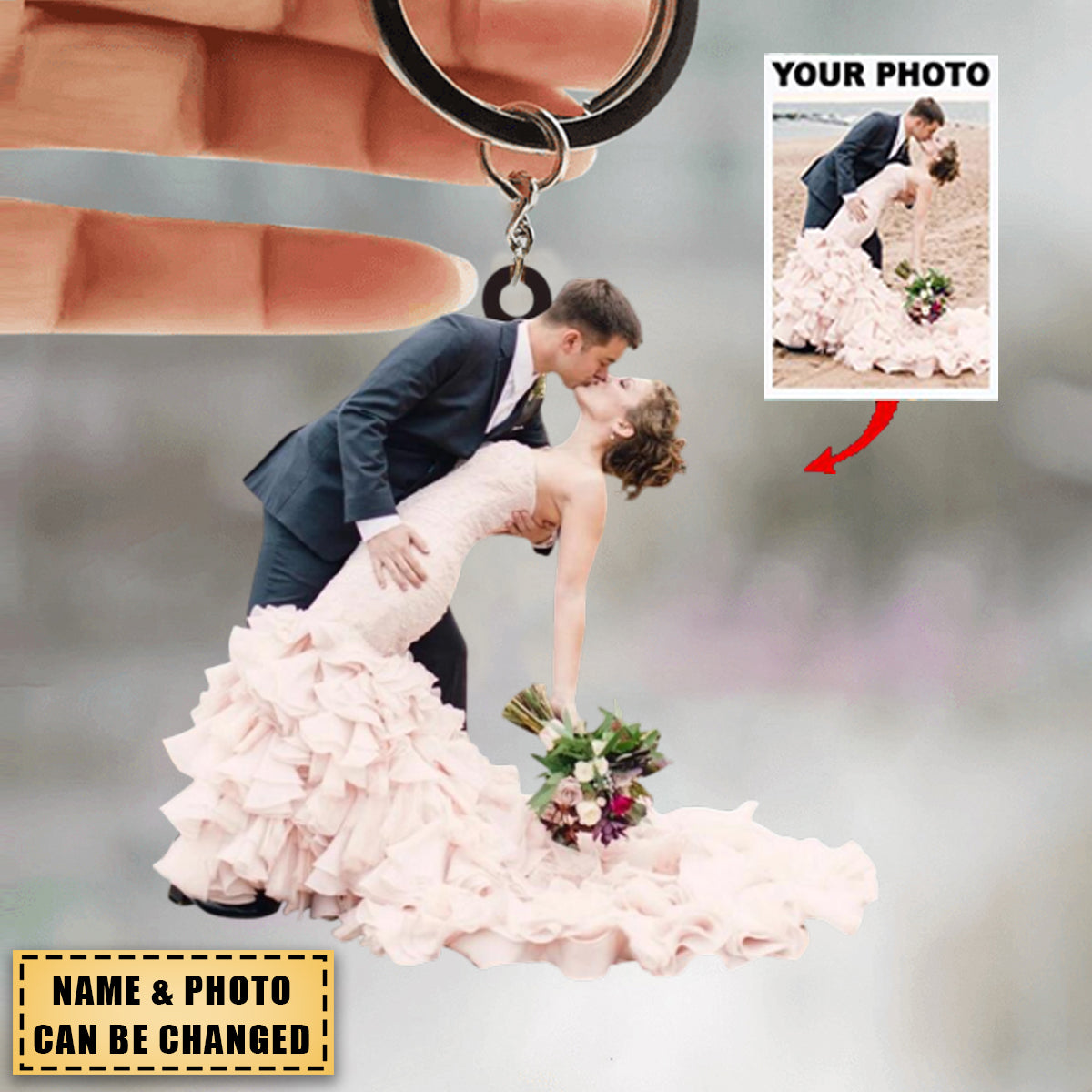 Personalized Couple Upload Photo Acrylic Keychain