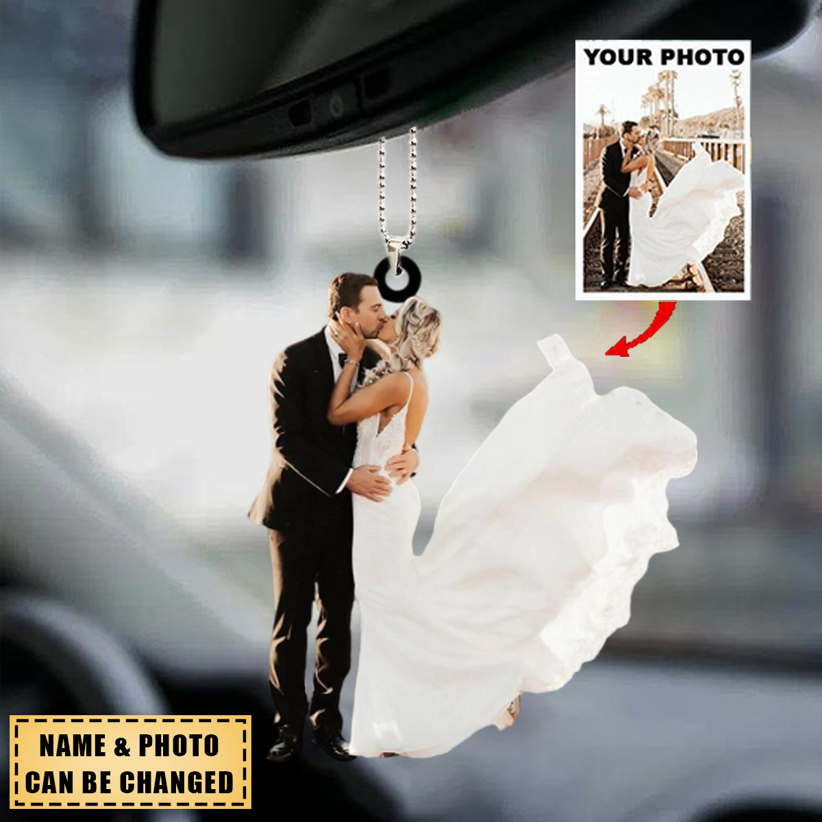 Personalized Couple Upload Photo Acrylic Hanging Ornament