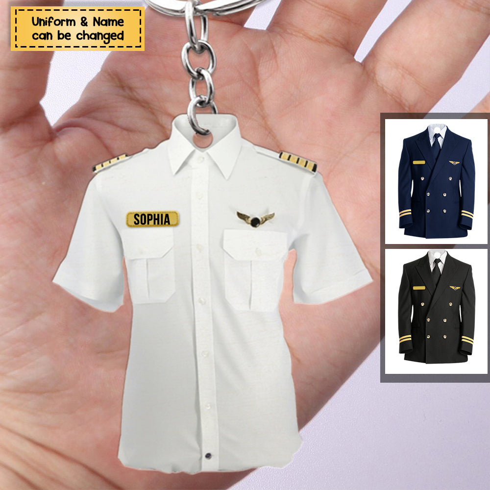 Personalized Pilot Uniform Acrylic Keychain