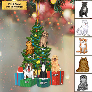 Personalized Christmas Tree With Pets Ornament, Gift For Dog/Cat Lovers