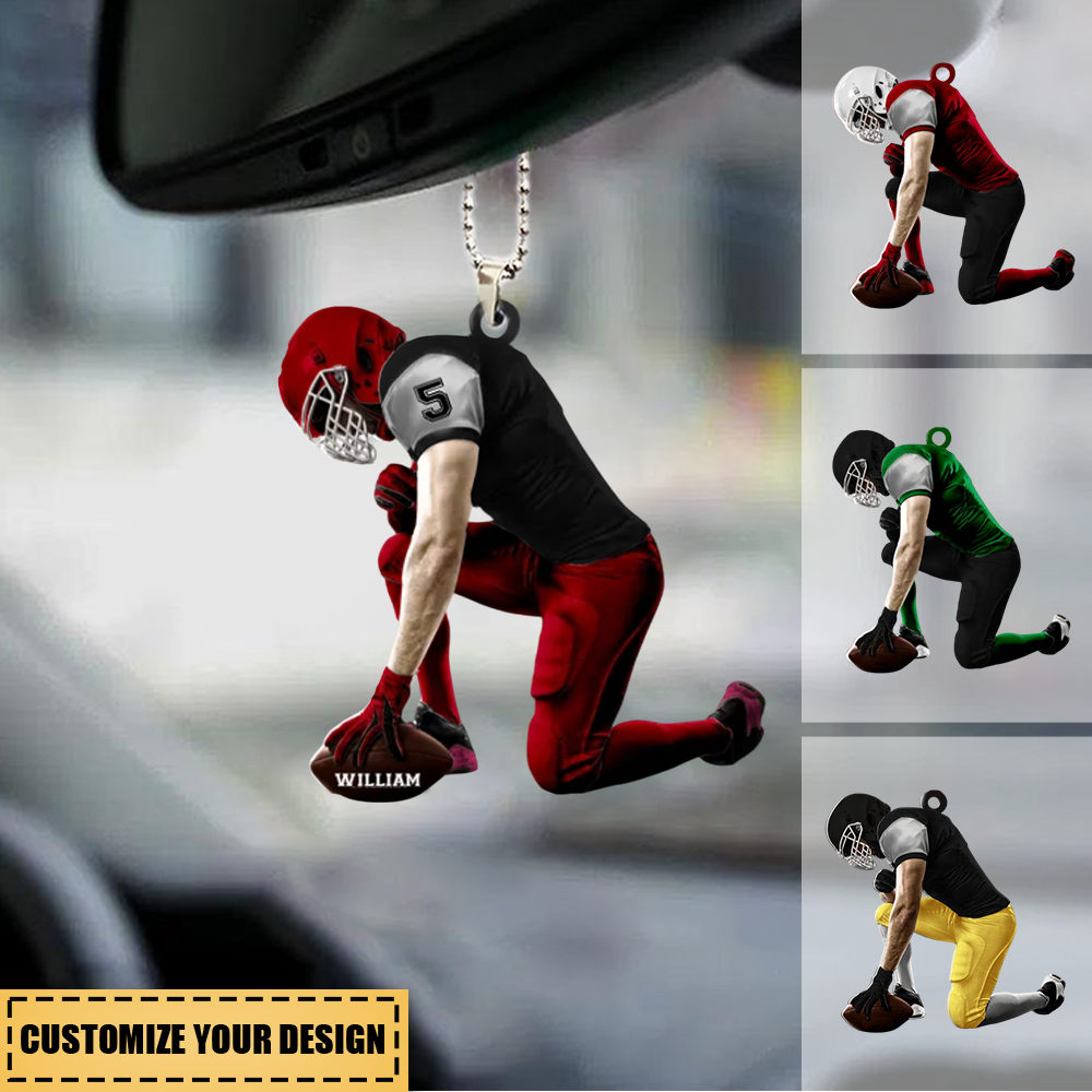 Personalized American Football Custom Acrylic Car / Christmas Ornament - Gift For Football Fans