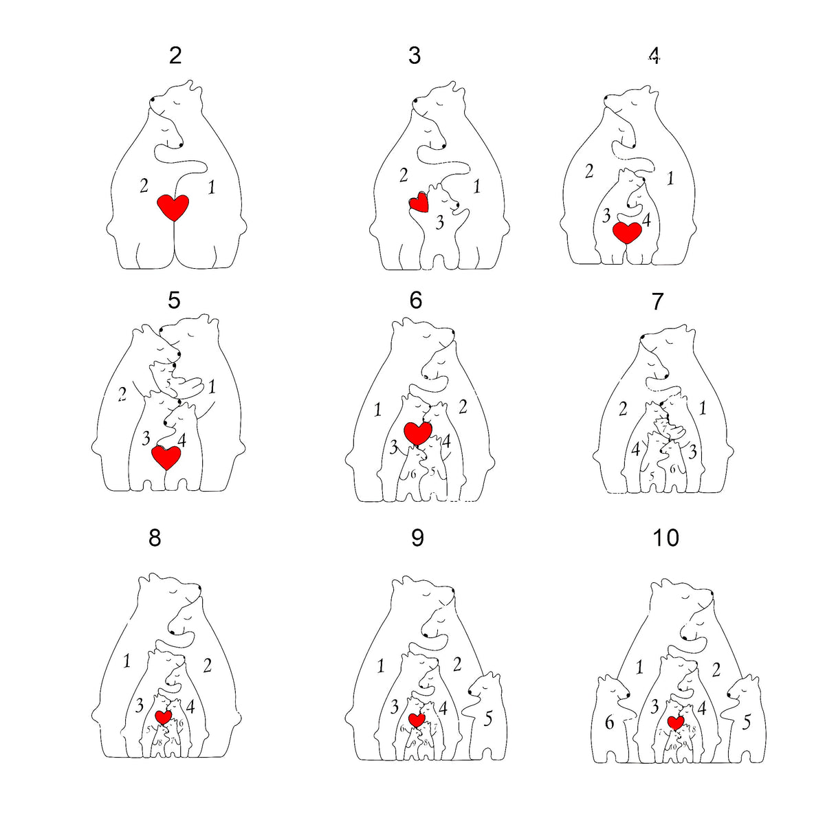 Personalized Bear Family Wooden Art Puzzle, Gift For Family