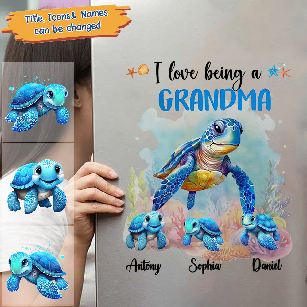 I Love Being A Grandma - Personalized Sea Turtle Ocean Decal / Sticker