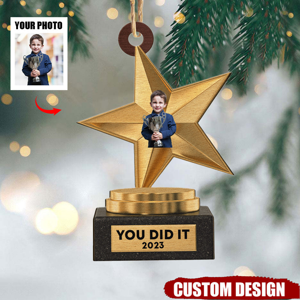 You Did It - Personalized Wooden Photo Ornament - Gift For Family