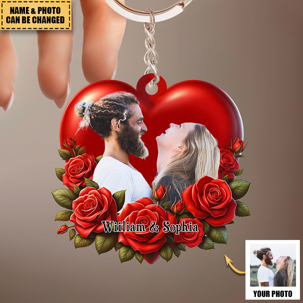 Personalized Couple Upload Photo Keychain