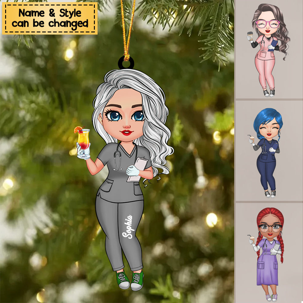 Nurse Life Pretty Doll Nurse Personalized Christmas Ornament
