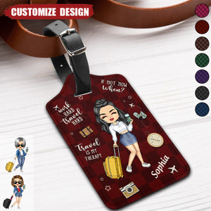 Travel Is My Therapy - Personalized Luggage Tag - Gift For Travellers