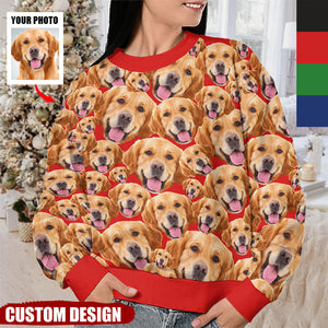 Custom Photo Pawsitive Christmas - Dog & Cat Personalized Custom Ugly Sweatshirt - Unisex - Christmas Gift For Pet Owners, Pet Lovers, Family Members