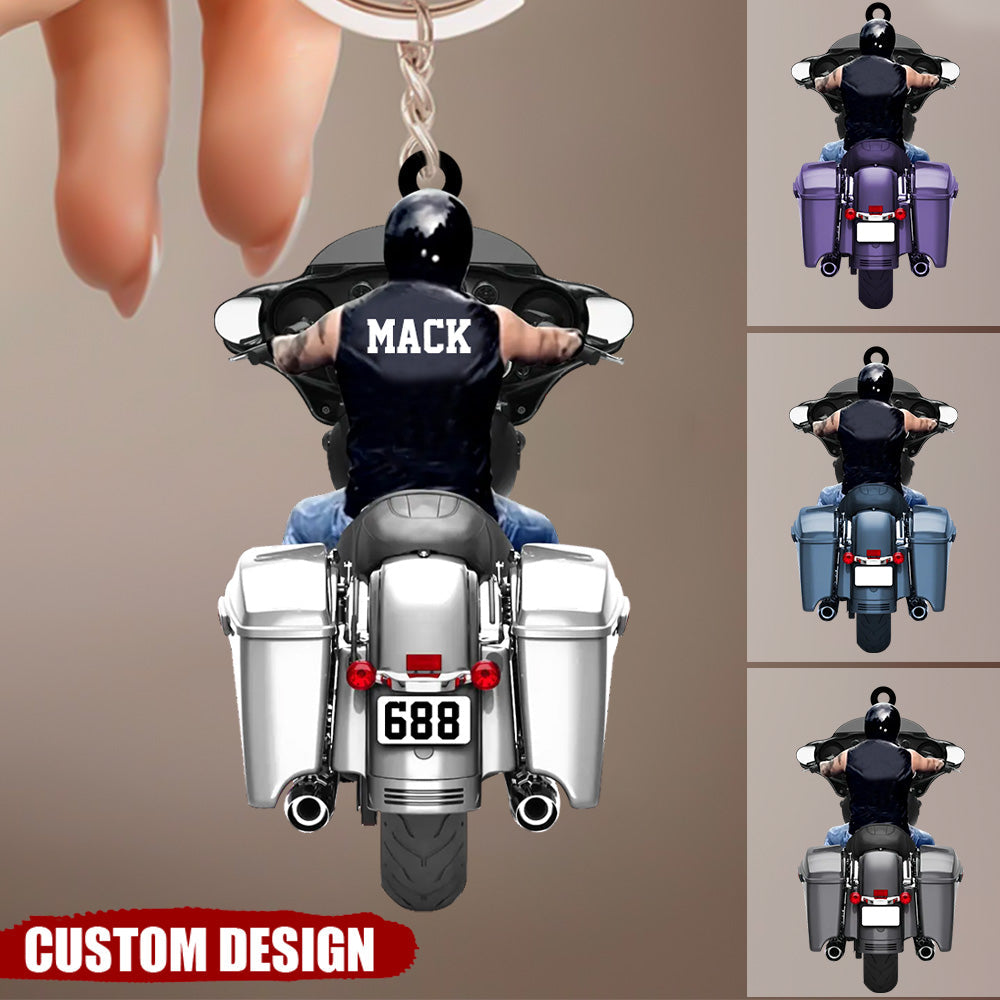 Personalized Motorbike Lovers Christmas Keychain