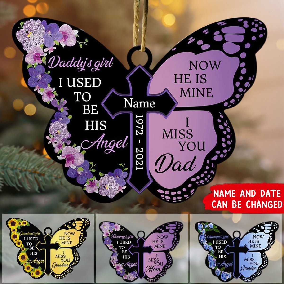 Memorial Custom Ornament I Used To Be His Angel Now He's Mine Personalized Gift