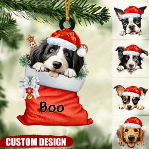 Favorite Gifts Christmas Dog in Gift Bag Personalized Acrylic Ornament