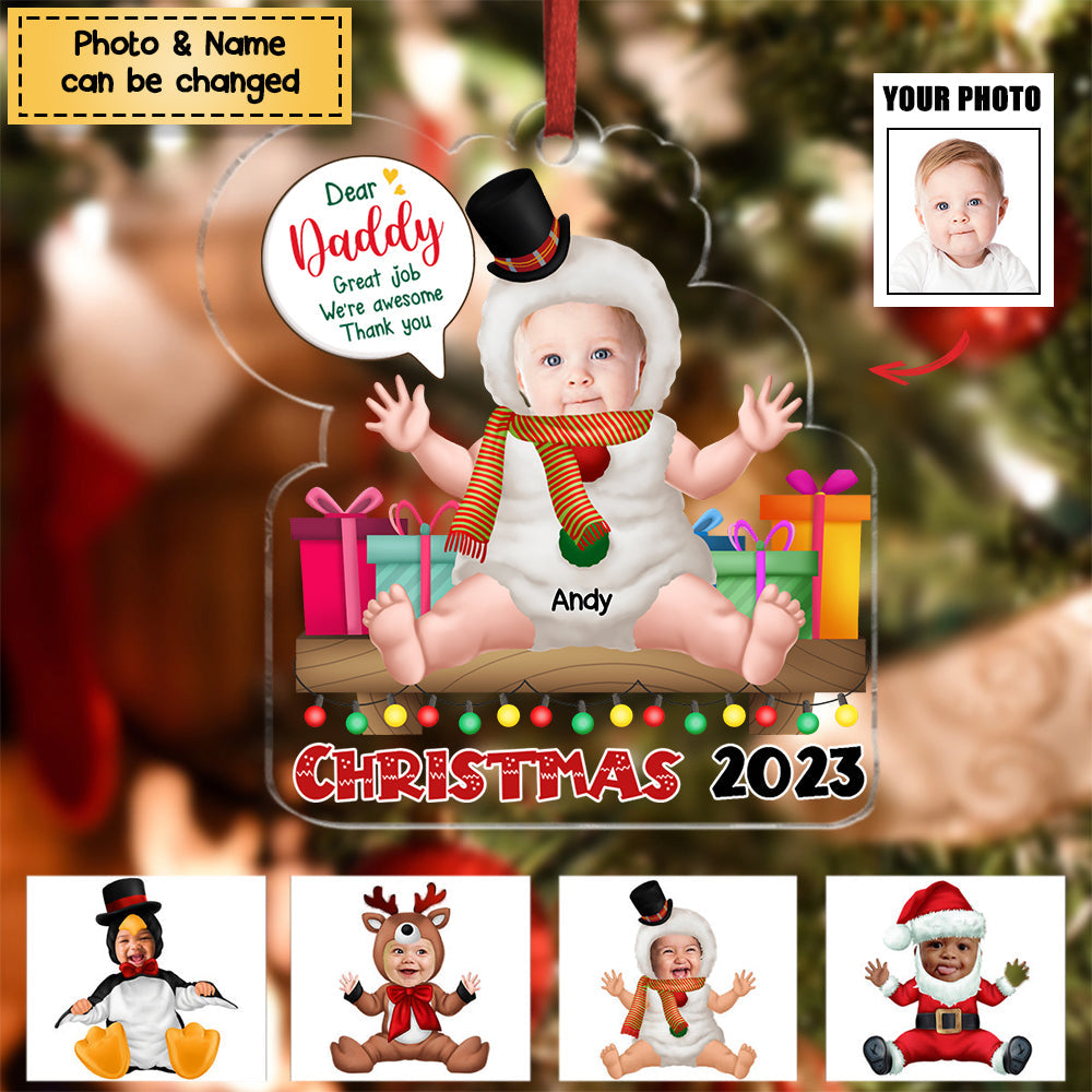 Dear Mommy you're doing a great job - Personalized Custom Acrylic Christmas Ornament Upload Photo