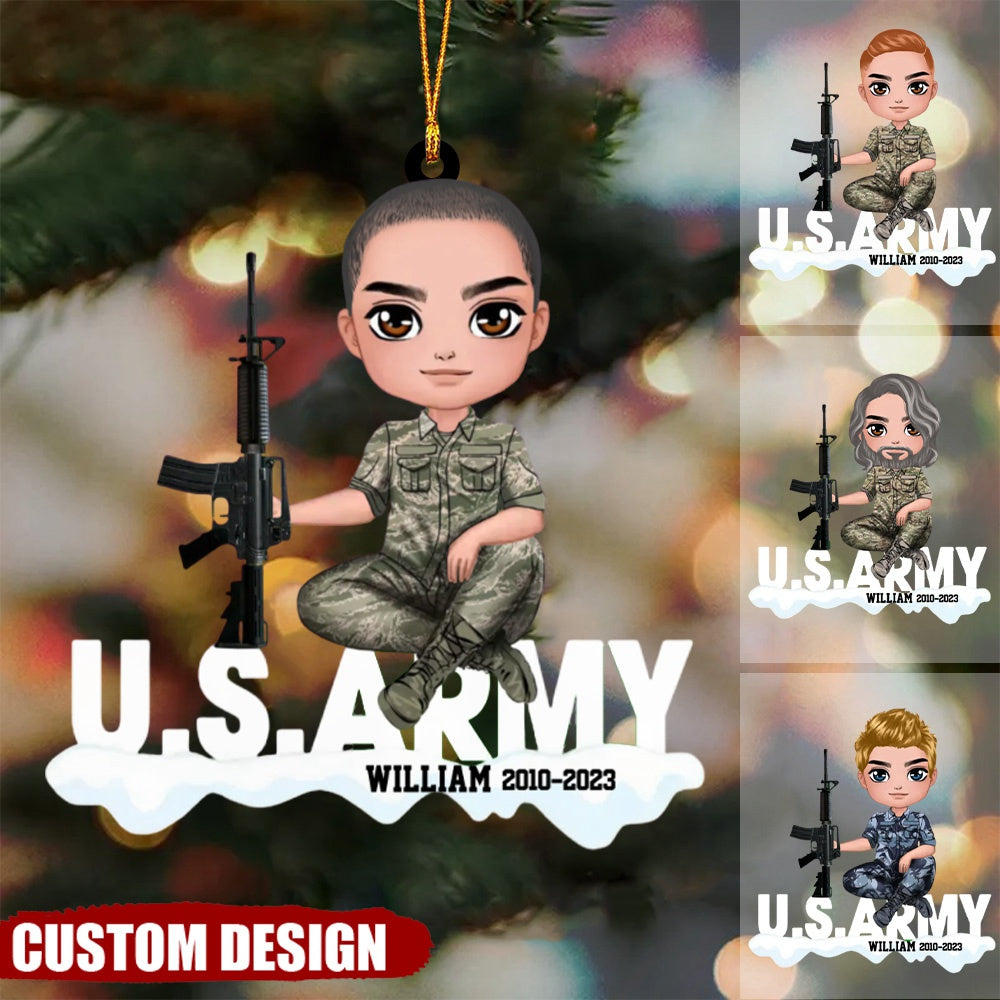 Personalized US Army Solider Custom Name Acrylic Ornament
