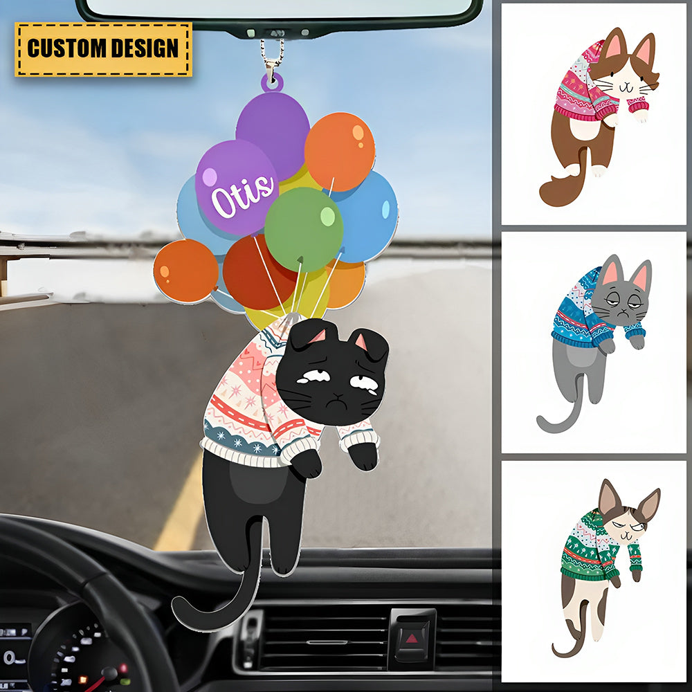 Hanging Cat - New Version - Personalized Car Acrylic Christmas / Car Hanging Ornament