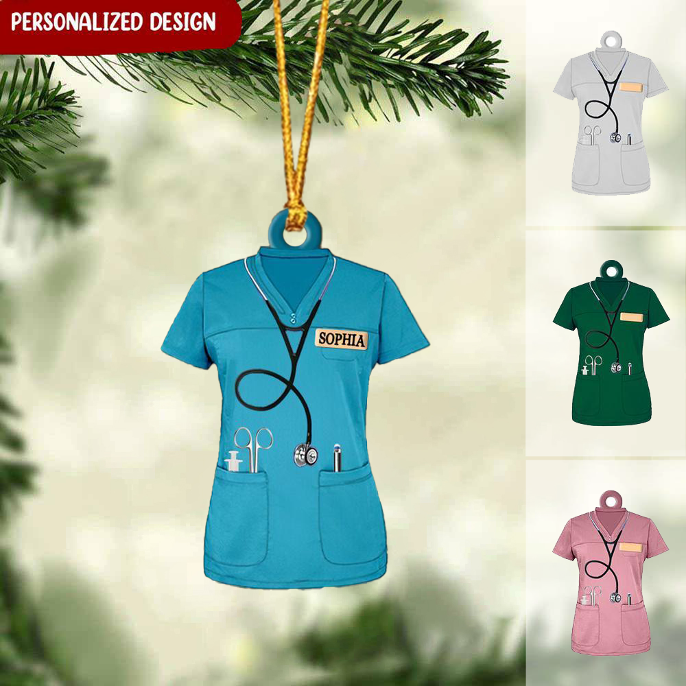 Personalized  Nurse Scrubs-Personalized Christmas Ornament- Gift For Nurse
