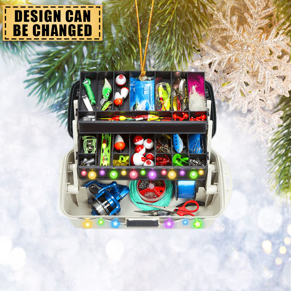 Fishing Christmas Tackle Box Personalized Christmas Ornament, Fishing Ornament