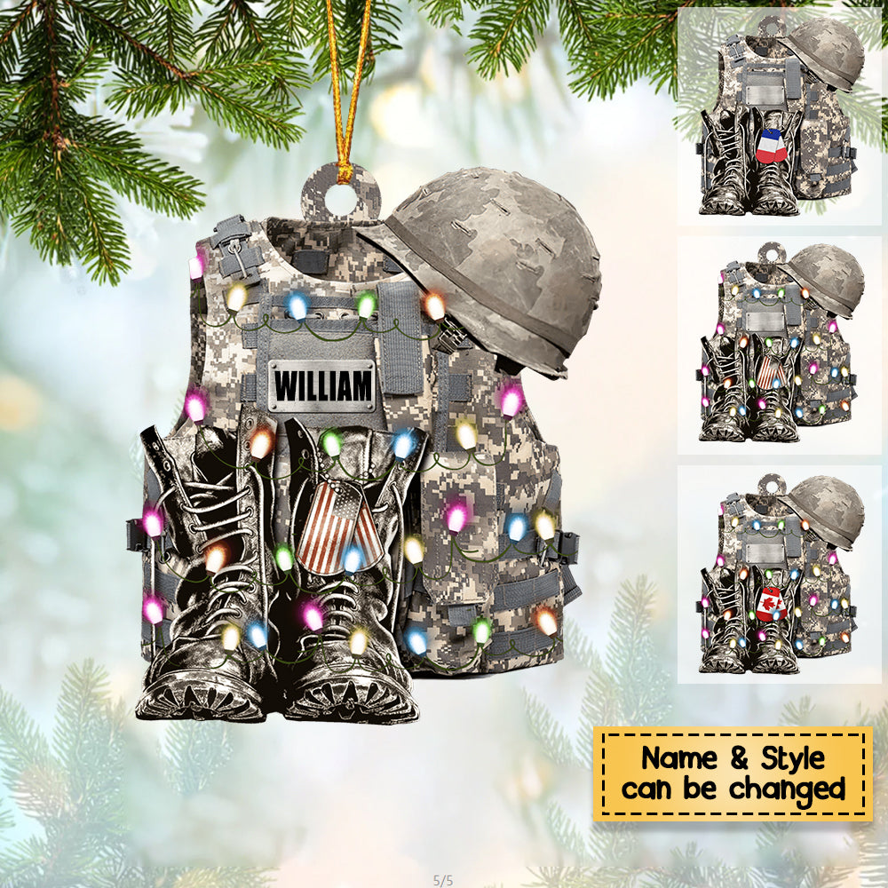 Boots & Hat - Personalized Flat Christmas Ornament