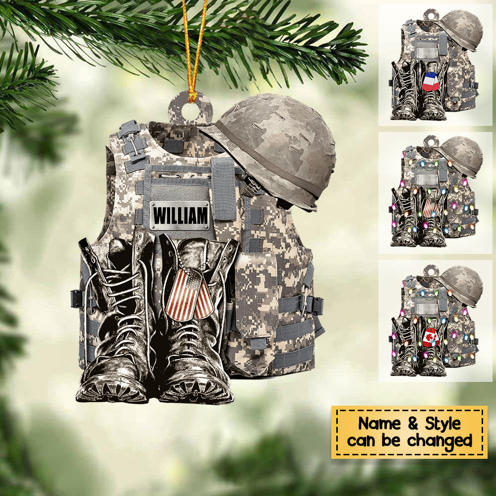 Boots & Hat - Personalized Flat Christmas Ornament