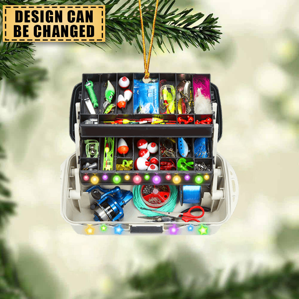 Fishing Christmas Tackle Box Personalized Christmas Ornament, Fishing Ornament