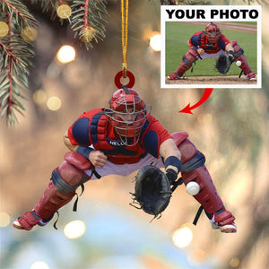 Personalized Baseball/Softball Kids Upload Photo Christmas Ornament