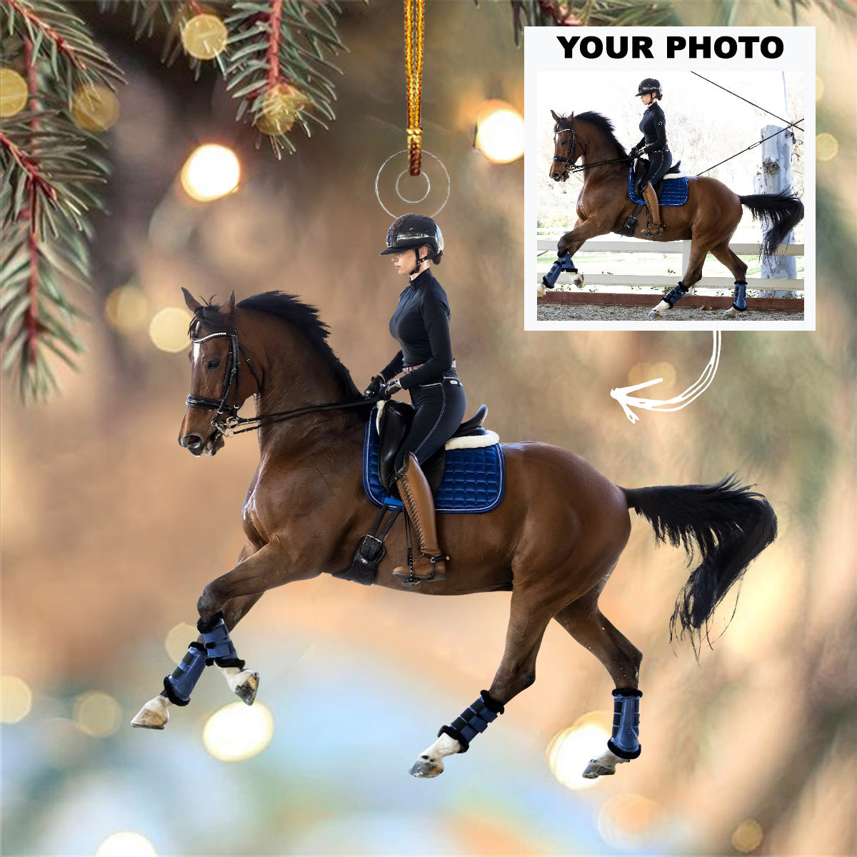 Personalized Horse Riding Upload Photo Christmas Ornament-Gift For Hor ...