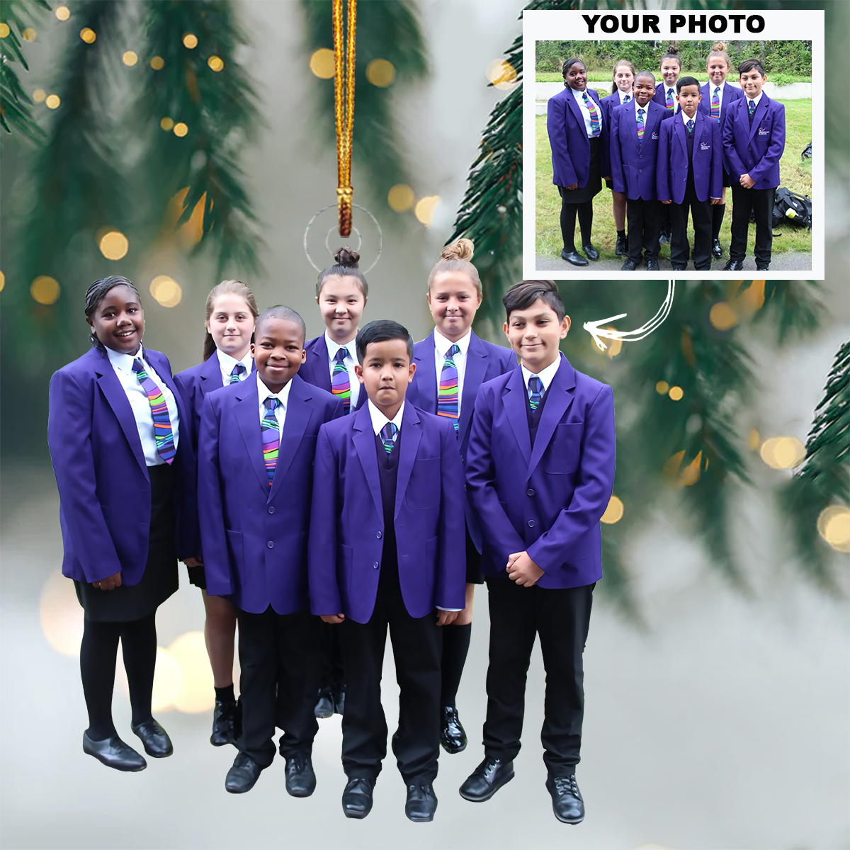 Personalized Class Photo Christmas Ornament