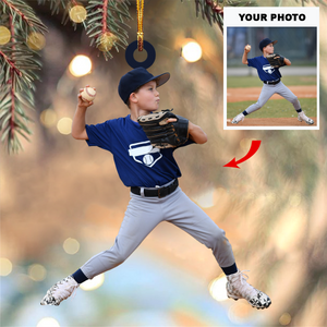 Personalized Baseball/Softball Kids Upload Photo Christmas Ornament