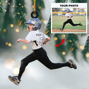 Personalized Baseball/Softball Kids Upload Photo Christmas Ornament