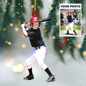 Personalized Baseball/Softball Kids Upload Photo Christmas Ornament