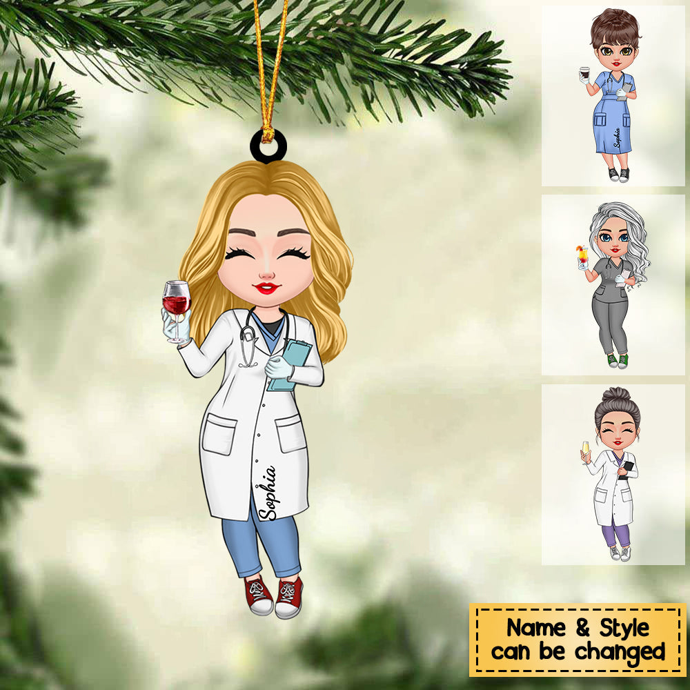 Nurse Life Pretty Doll Nurse Personalized Christmas Ornament