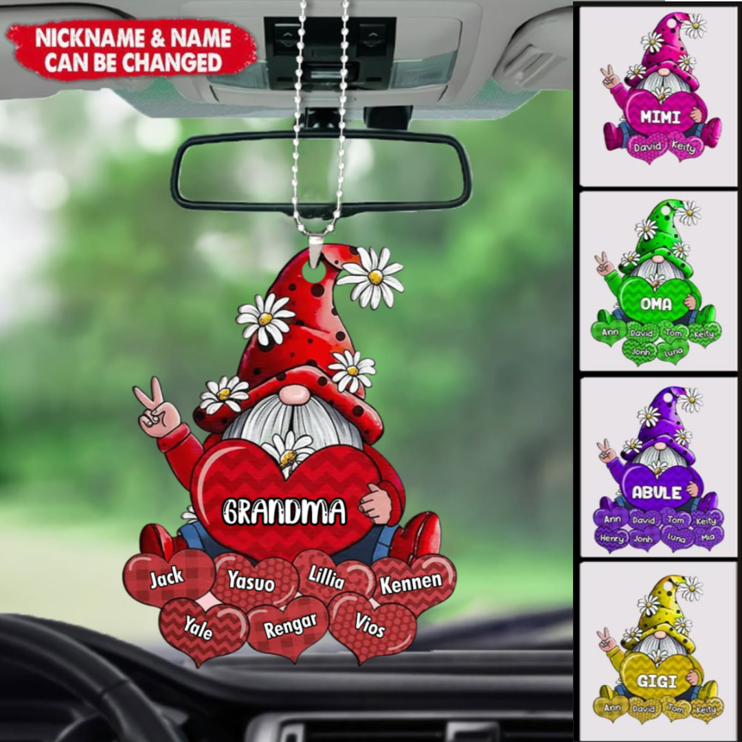 Colorful Grandma- Mom Dwarf Loves Sweet Heart Kids Custom Acrylic Car / Christmas Ornament